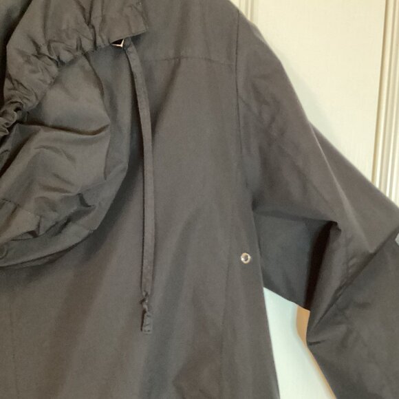 Alfani Womens Black Rain Coat Jacket Size L Hooded Lined Lightweight Windbreaker - Picture 7 of 11